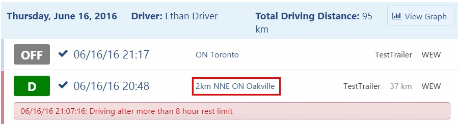 geotab drive location changes ELD