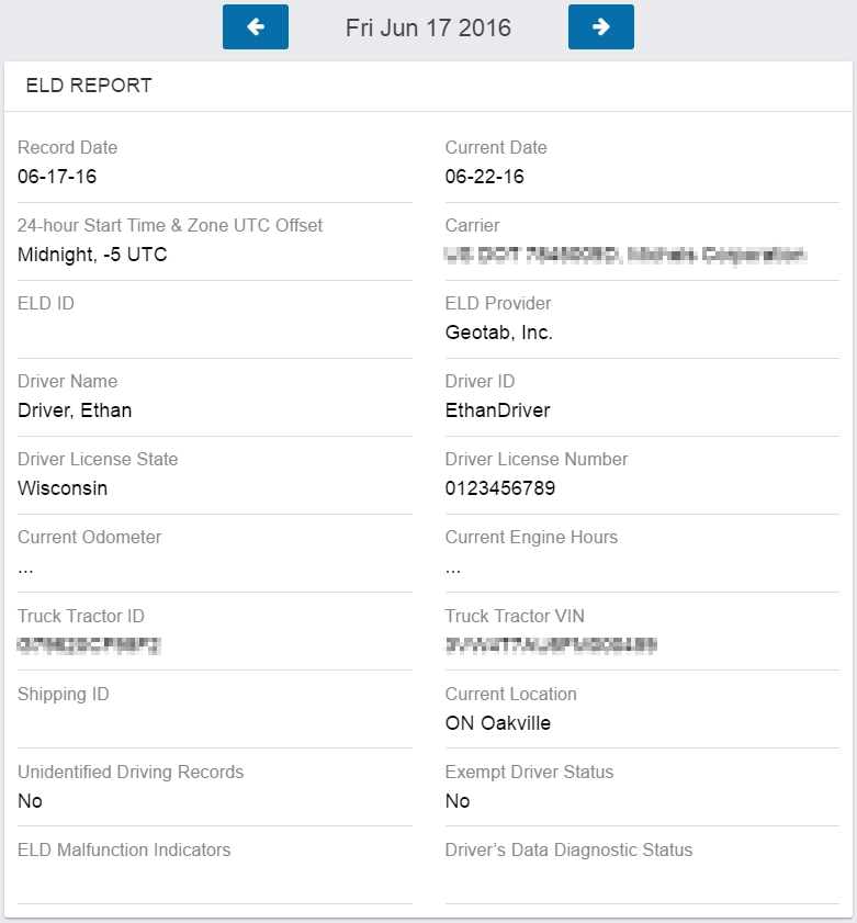 geotab ELD report